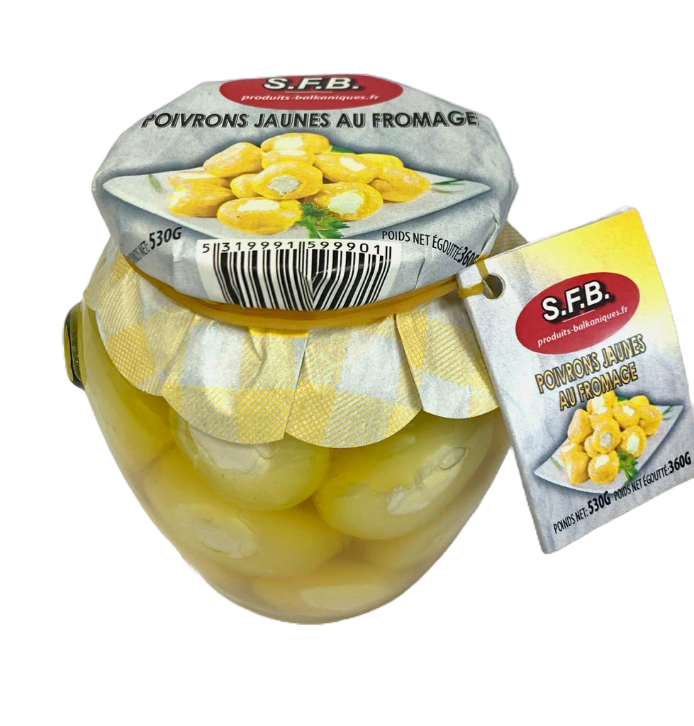 Poivrons cherry jaunes au fromage amphora 550g 